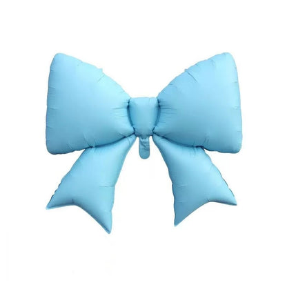Large matte bow aluminum foil balloon 21 inches Small blue pink monochrome bow Children's birthday party decoration can be hung