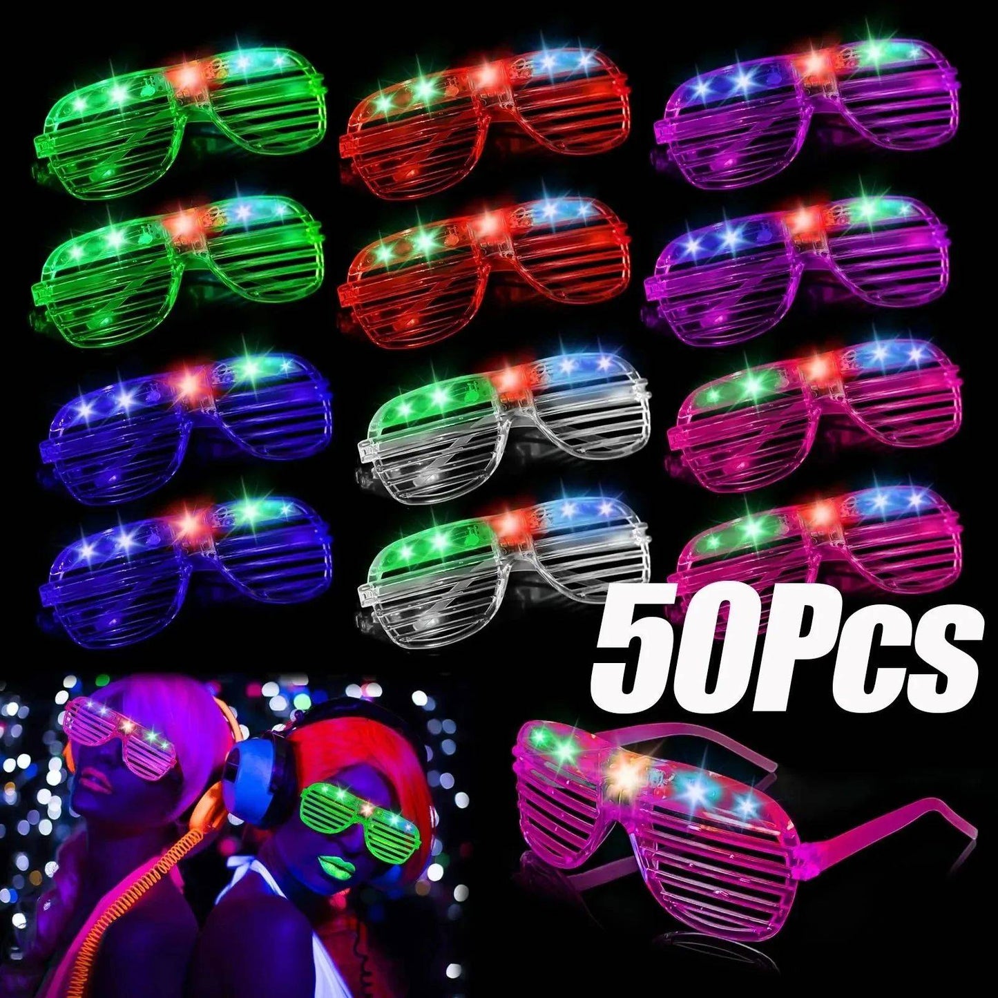 Light Up LED Shutter Glasses Party Sunglasses Glow in The Dark Neon Blinds for Rave Christmas Birthday Wedding  Party Decoration