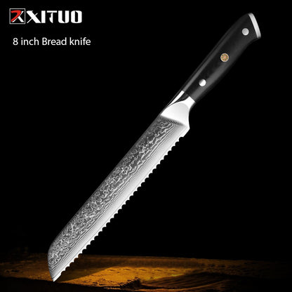 1-9 PCS Chef Knife Set Damascus Steel Kitchen Knives Razor Sharp Cleaver,Paring,Bread,Boning,Chef Special Knife With G10 Handle