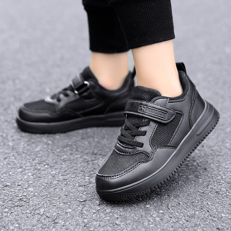 Children's Fashion Sports Shoes Black Student Kids Boys & Girls Non Slip Flat Walking Shoes Lightweight Breathable Tennis