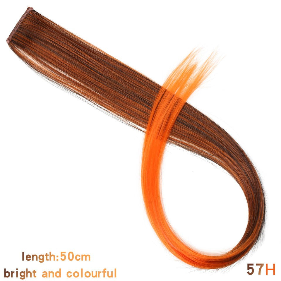 Todas as extensões de cabelo liso longo colorido peça de cabelo com clipe mecha de cabelo arco-íris rosa sintético em clipes
