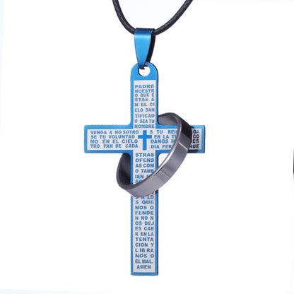 Colar de Bíblia ZRM Joias em Aço Inoxidável com Pingente de Cruz de Jesus para Homens e Mulheres Presentes