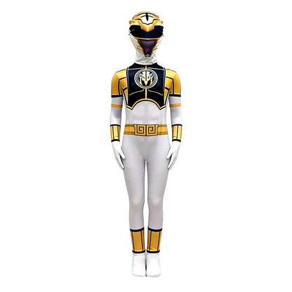 Dinosaur Warrior White Costume Suit Superhero Cosplay Clothes Role-play Jumpsuit Stage Performance Outfit Birthday Gift