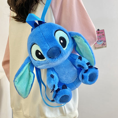 Kawaii Disney Stitch Bag Plush Backpack Bagpack Double Shoulder Crossbody Bag Storage Pouch Plushie Anime Toy Gift for Girls