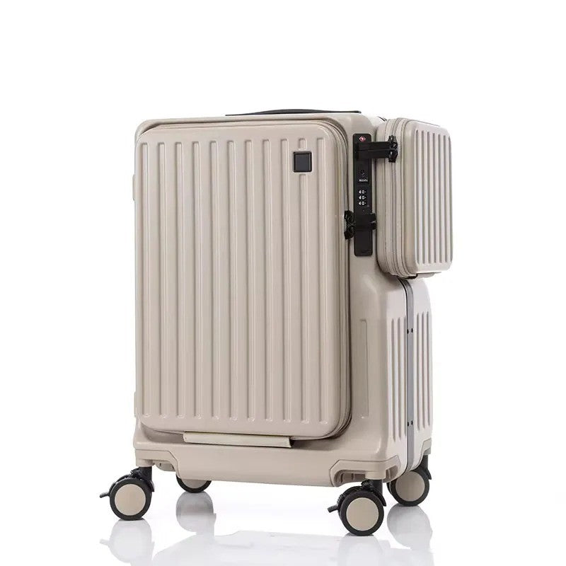 Mala de Viagem Multifuncional com Abertura Frontal para Laptop Carregamento USB Mala de Carrinho de 20 Polegadas ABS + PC para Viagem