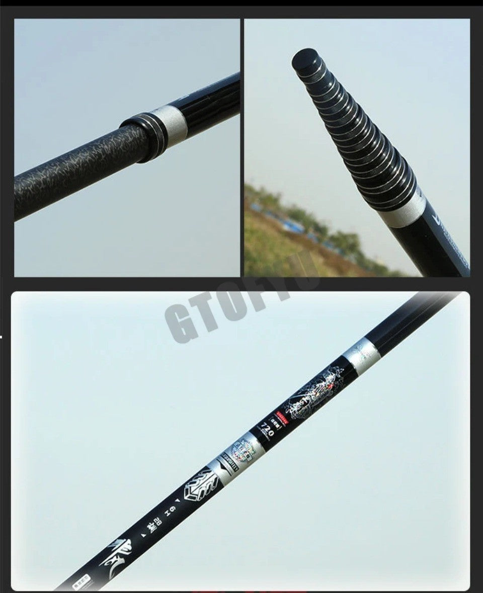 Conjunto Ultraleve de Vara de Pesca e Carretilha Oca de Múltiplas Posições de Alto Carbono Variável 4.5-10M Super Rígida para Rio
