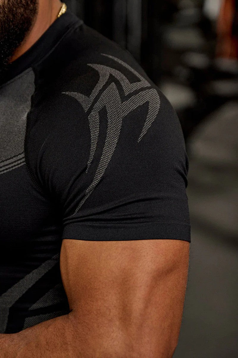 New YOUNG LA Men's Fitness Sports T-shirt Tights Men High Elastic Training Clothing Short Sleeve Tops Fitness Thirts For Men