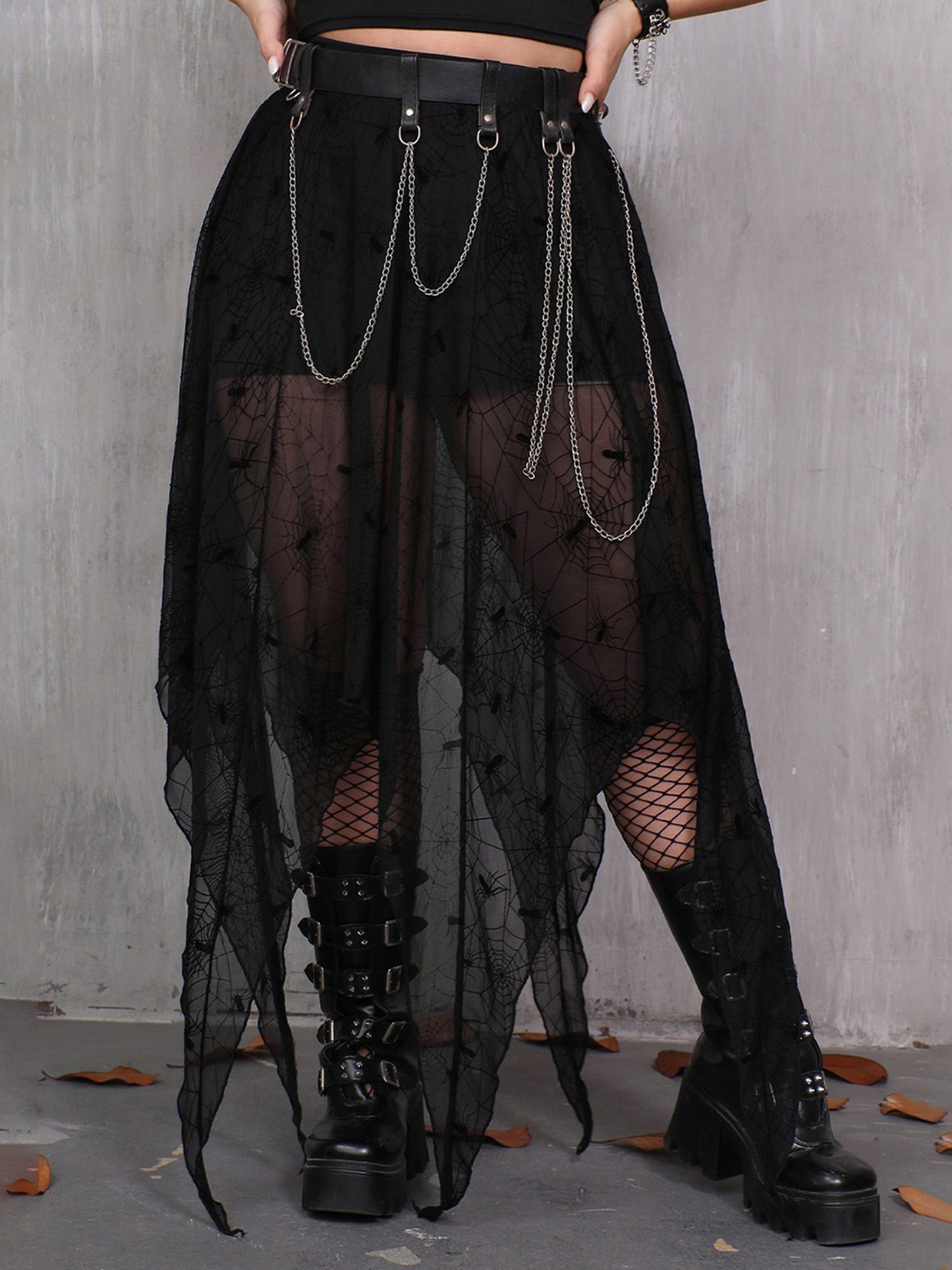 Elegant Lace-Up Victorian Steampunk Maxi Skirt with Ruffle Hem for Cosplay Halloween Party Gothic Costume Wear