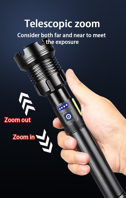 High Power 10000000LM XHP390 Flashlight Rechargeable Strong Light Super Bright Lamp Military Tactical Lantern Camp Outdoor Torch