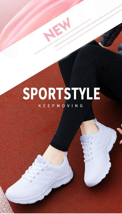 Novos Tênis Femininos Casuais Sapatos da Moda Respiráveis para Caminhada em Malha Sapatos Baixos Femininos 2024 Tenis Feminino Branco Sapatos esportivos femininos