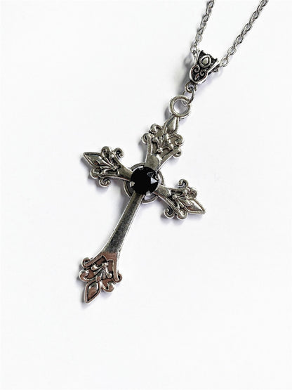 Gothic Cross Necklace For Women Men Punk Hollow Flower Cross Charms Choker Chain Vampires Pendant Jewelry Party Accessories Gift