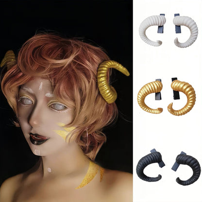 New Handmade Black Demon Horn Headwear Halloween Cosplay Gothic Animal Sheep Horn Props Dark Queen Performance Accessory