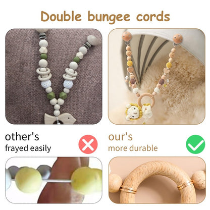 Baby Crochet Stroller Toys Wooden Hanging Ocean Stroller Teething Rattle Bell Animal Mobiles Gym Stroller Pendants Gifts Toys