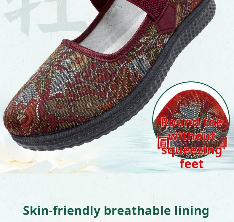 2025 New Women's cloth Shoes Soft soled comfort grandma footwear Casual lightweight lazy flats Ladies breathable non slip shoes