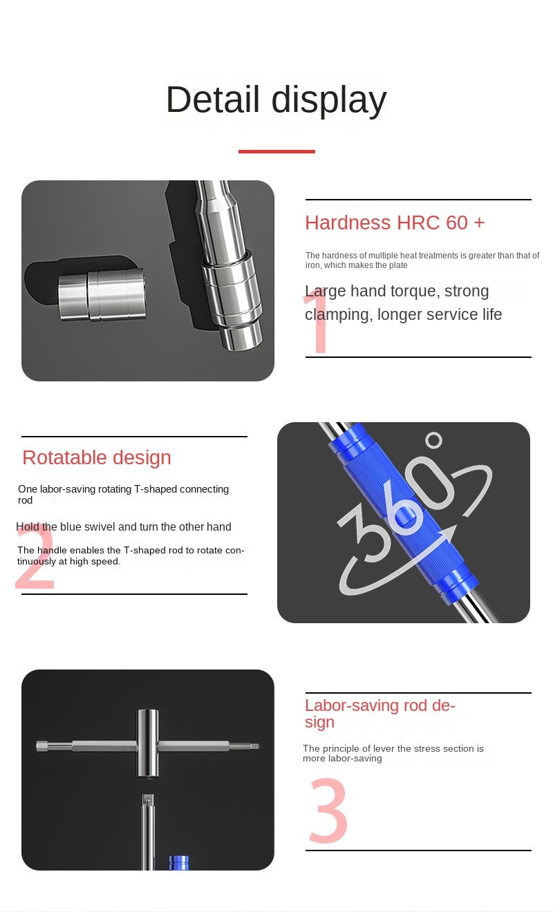 Hexagon Wrench for T Handle Hex Allen for KEY Wrench Spanner T-type Socket Wrench Repair Universal Extension Rod Drop Shipping