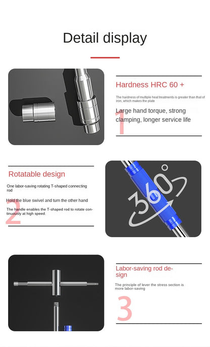 Hexagon Wrench for T Handle Hex Allen for KEY Wrench Spanner T-type Socket Wrench Repair Universal Extension Rod Drop Shipping