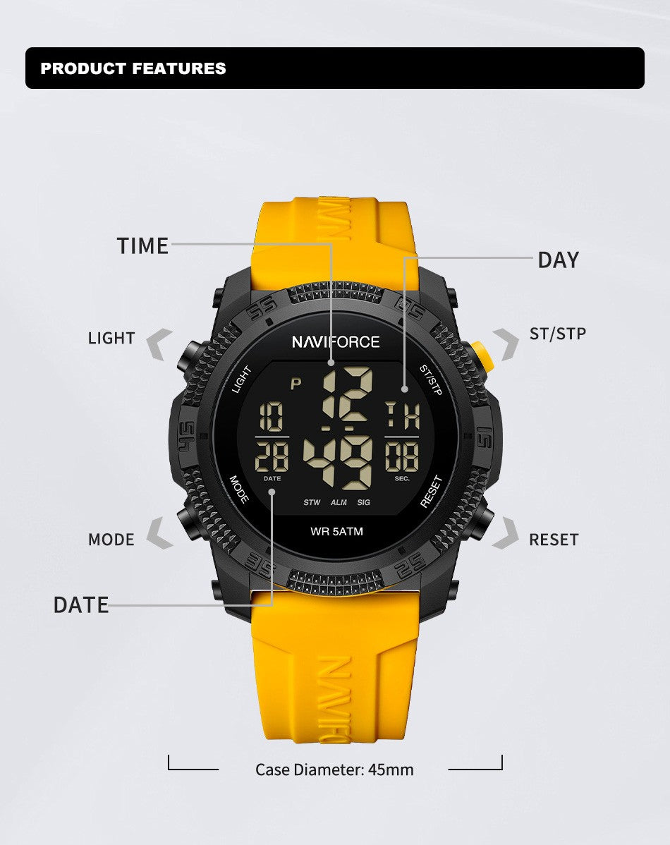 NAVIFORCE Brand Original Men Fashion Watch Water Resistant Personality Wristwatches Luxury Silicone Strap Electronic Clock 2024