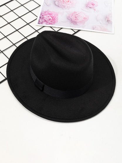 Autumn and winter men and women's new large brimmed hats, fashionable woolen jazz hats, English style top hats