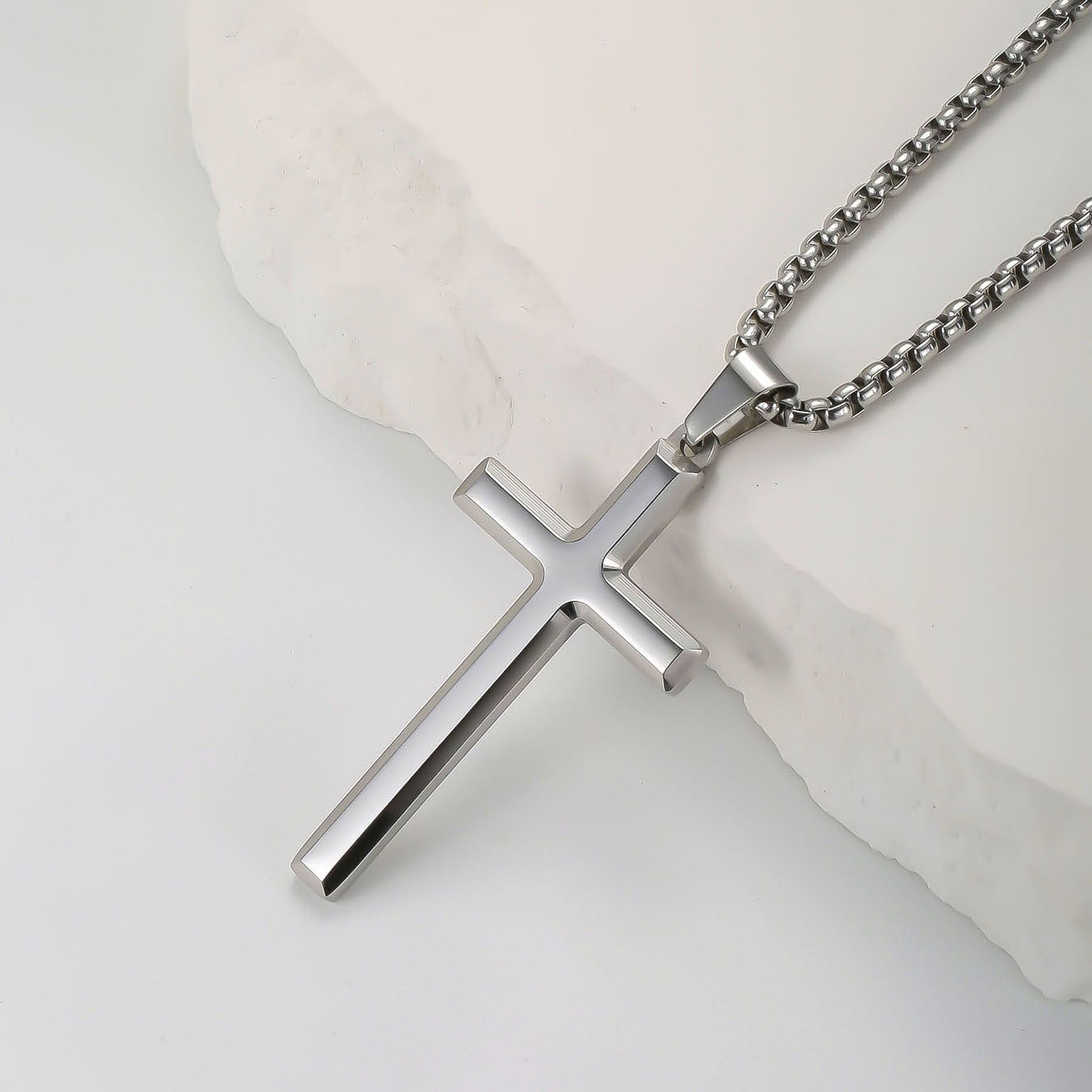 Colar Masculino Minimalista Aço Inoxidável Cruz de Jesus para Homem