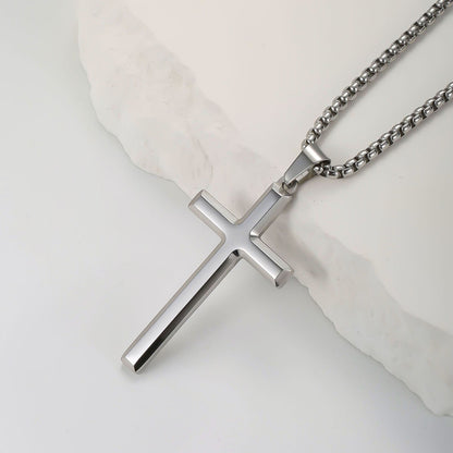 Colar Masculino Minimalista Aço Inoxidável Cruz de Jesus para Homem
