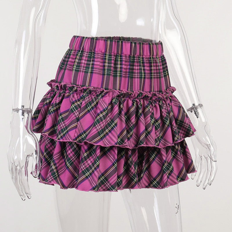 High Waist Slim Lolita Cosplay Y2k Skirt Japanese College Style Youth Girl Plaid Skirt Female Goth Skirt Pink Skirt