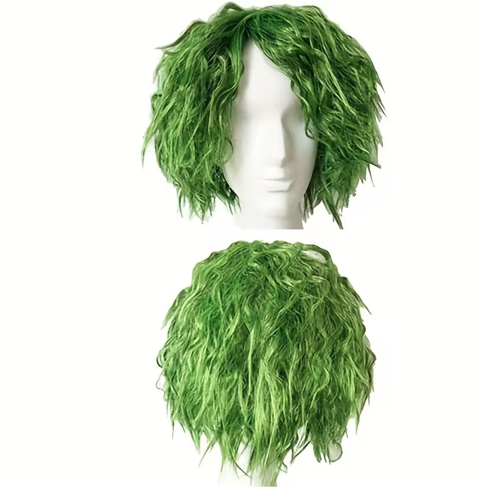 HAIRJOY Peruca Sintética Verde Cosplay Fofa Curta Encaracolada Anime Halloween para Mulheres Homens
