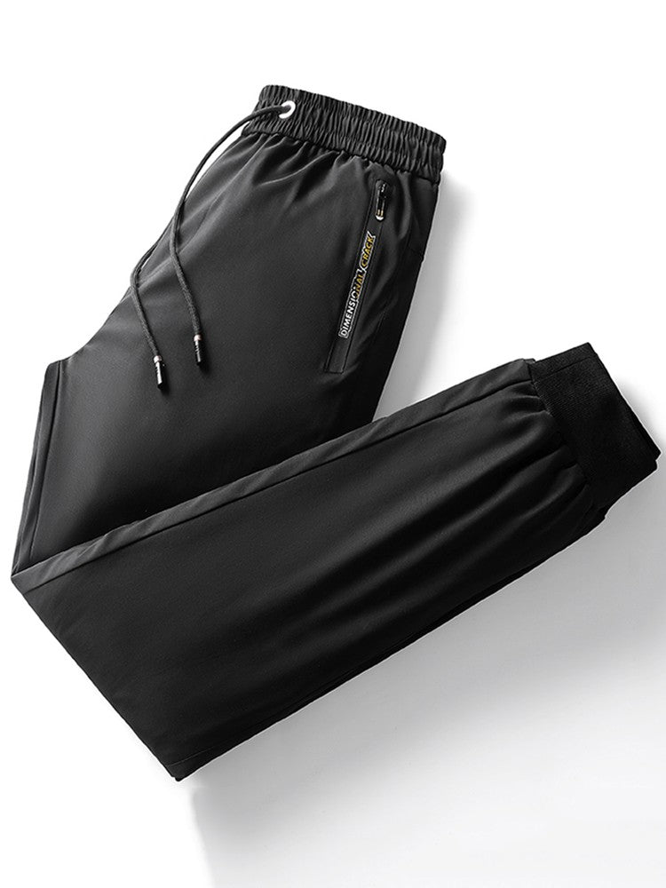 Autumn And Winter New Men's Solid Color Drawstring Pants Outdoor Fitness Jogging Pants Thickened Big Yards Down Pants