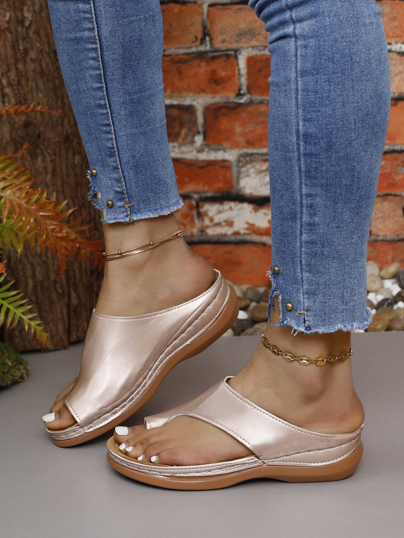 Women Sandals Summer Outdoor Leisure Comfy Wedge Sandals Ladies Slip on Orthopedic Bunion Corrector Slippers Sandalias De Mujer