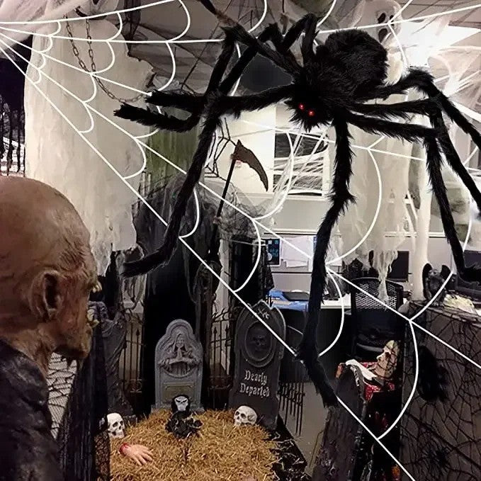 1/3pcs Giant Black Plush Spider Halloween Decorations Outdoor Scary Large Spiders Halloween Party Bar Haunted House Horror Props