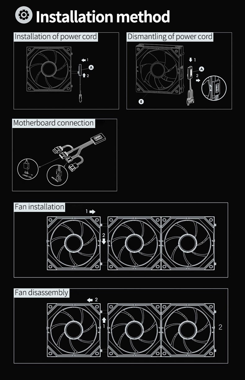 TEUCER DL-2 ARGB PC Fan 3-in-1 Case Fan Compatible with 240 360 Water Cooling Radiator Wireless Cooling Fan Kit