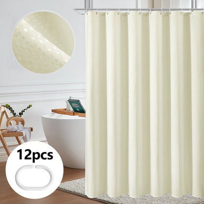 Shower Curtain Waterproof Mildew-proof with 12 Hooks Modern Shower Plant Printed Curtain Set For Bathroom Bathroom