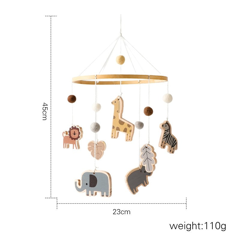 Baby Wooden Bed Bell Cartoon Rabbit Mobile Hanging Rattles Toy Hanger Crib Mobile Bed Bell Wood Toy Holder Arm Bracket Kid Gifts