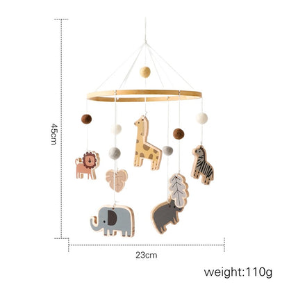 Baby Wooden Bed Bell Cartoon Rabbit Mobile Hanging Rattles Toy Hanger Crib Mobile Bed Bell Wood Toy Holder Arm Bracket Kid Gifts
