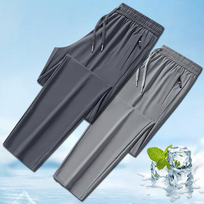 Summer Cool Pants Casual Male Trousers Ice Silk Men's Pants 2025 New Thin  Outdoor Elastic Breathable Straight Leg Sweatpants