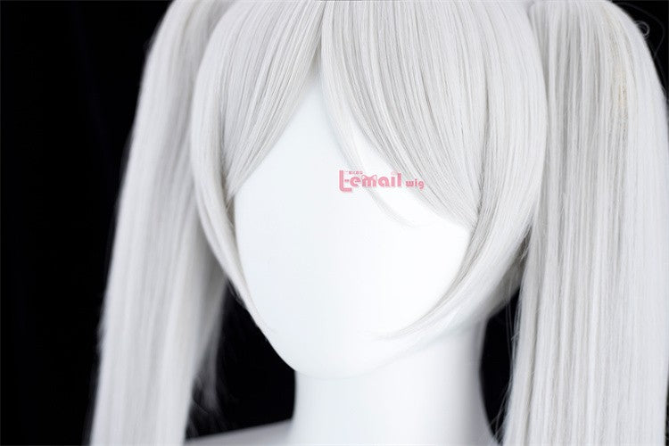 Peruca Sintética L-email wig Sousou no Frieren Frieren Cosplay 90cm Prata Branca Peruca com Dois Rabos de Cavalo Perucas de Halloween