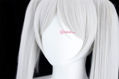 Peruca Sintética L-email wig Sousou no Frieren Frieren Cosplay 90cm Prata Branca Peruca com Dois Rabos de Cavalo Perucas de Halloween