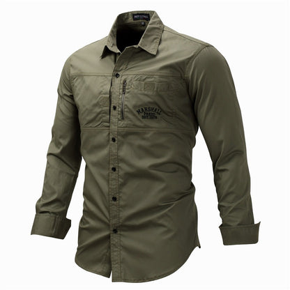 Cargo Shirts For Men Military Style Casual Long Sleeve Tactical Shirts Men's Spring Pocket Button Male Shirts Letter Embroidery
