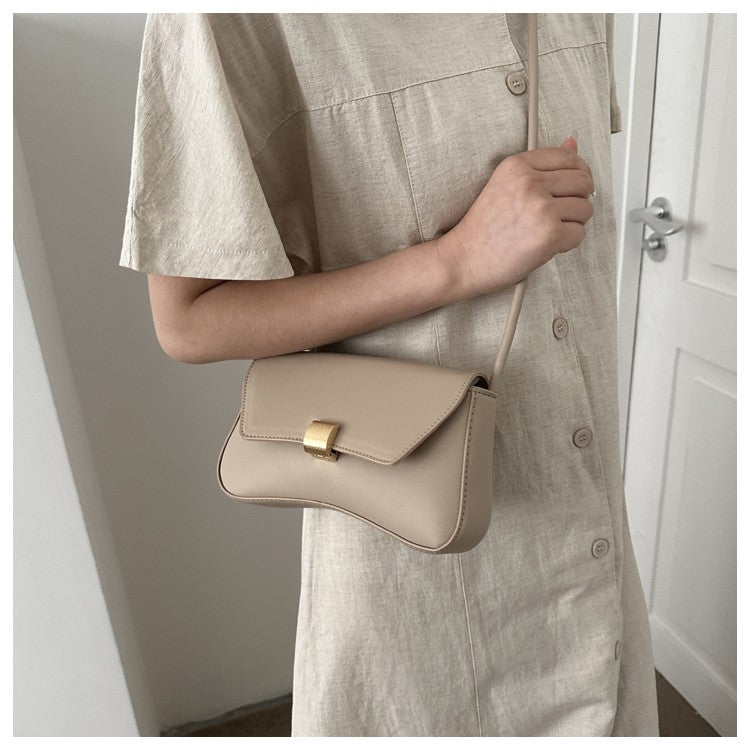 Simple Metal Buckle Handbag MessengerBag, Stylish and Versatile Shoulder Underarm Bag, Chic Baguette Bags for Women Daily Use