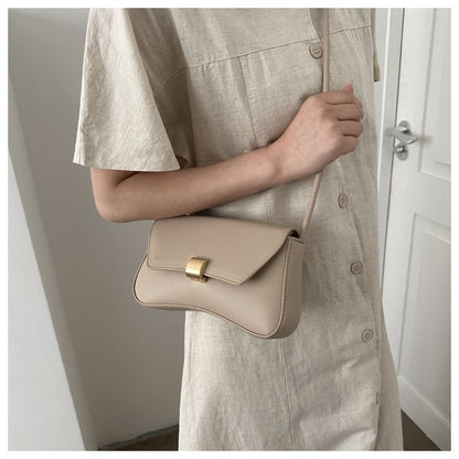 Simple Metal Buckle Handbag MessengerBag, Stylish and Versatile Shoulder Underarm Bag, Chic Baguette Bags for Women Daily Use