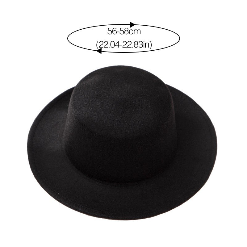 Flat Top Fedoras Hats for Women Solid Color Imitation Woolen Jazz Cap Elegant British Wide Brim Ladies Caps Bowler Hats Fedora