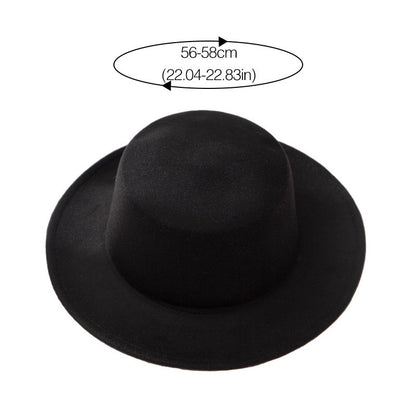 Flat Top Fedoras Hats for Women Solid Color Imitation Woolen Jazz Cap Elegant British Wide Brim Ladies Caps Bowler Hats Fedora