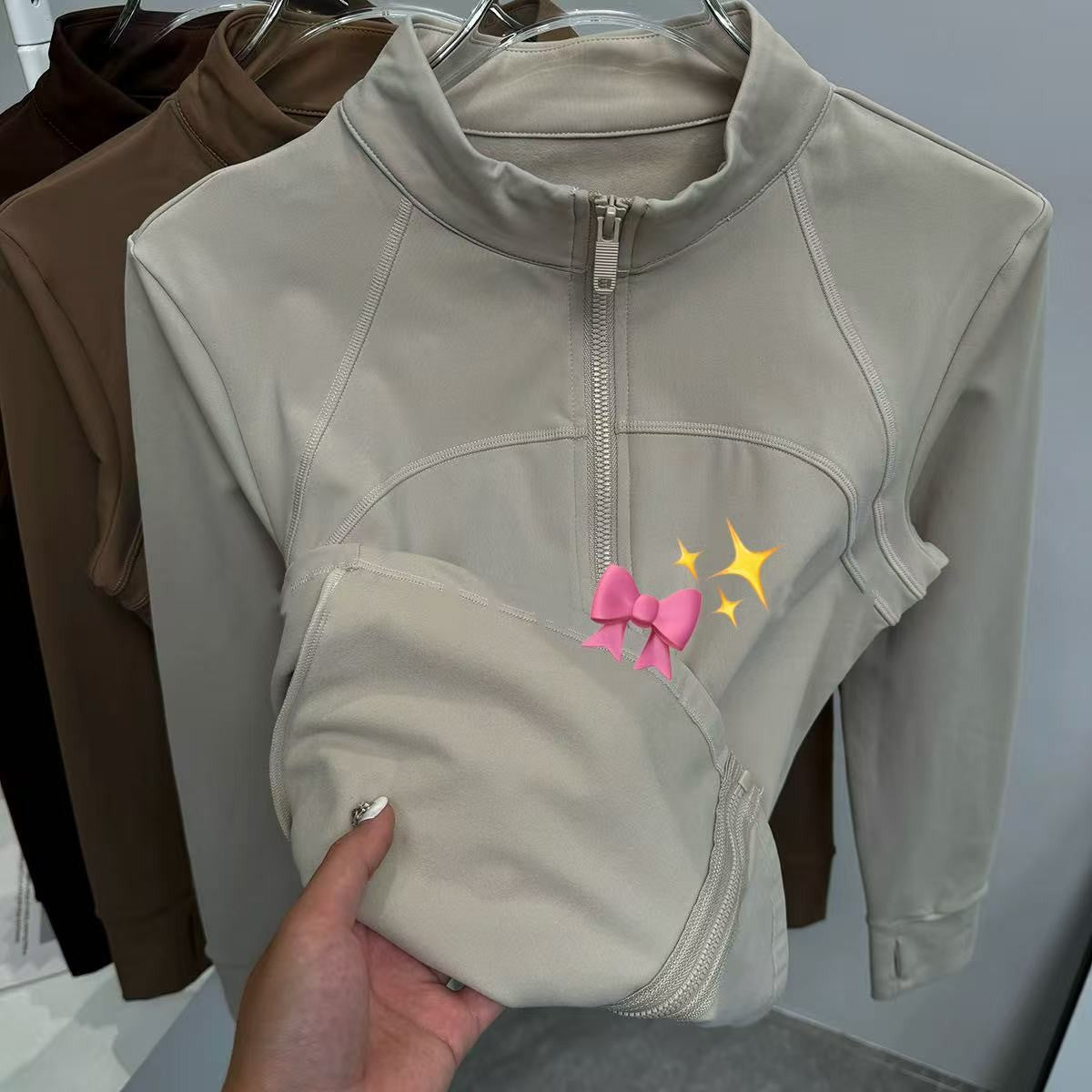 Yoga Suit Women's High-end Standing Collar Long Sleeved Sports Jacket Running Training Fitness Top Windproof Running Suit