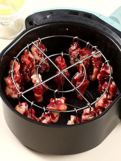 Stainless Steel Grill With 24 Skewers Air Fryer Stand Can Air Fryer Skewer Rack Stainless Steel Wire Rack Kitchen Gadgets Grill
