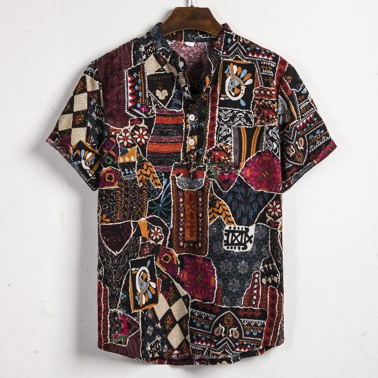 2024 new Hawaiian Cotton High Quality Shirts Men's Oversize Shirt Man Tiki Fashion Clothing Blouses Luxury Social T-shirts