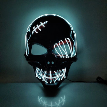 Gothic Halloween Skull Glowing Mask PP Cold Light Full Face Mask Headwear Eye Mask Costume Props Show