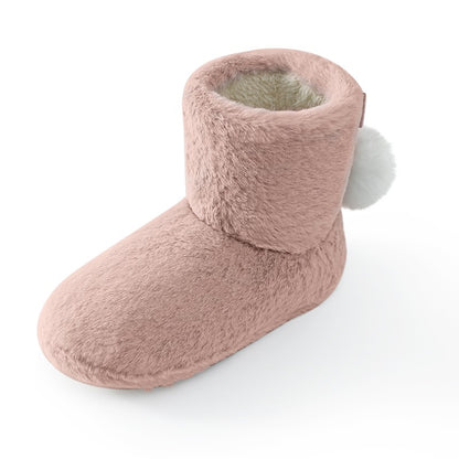 Gacimy Women's Winter Plush Snow Boots Outdoor Non-slip Casual Furry Cotton Boots Indoor Warm Cozy House Shoes Fuzzy Flat Boots
