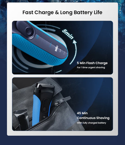 Braun Electric Shaver 3 Series ProSkin 3040S 3010S Reciprocating Shaver For Men Shaving Machine With Trimmer 100-240v