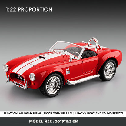 Simulação 1:22 Clássico Shelby AC Cobra Carro de Liga Leve com Luzes e Sons Colecionável Miniatura de Metal Diecast Voiture