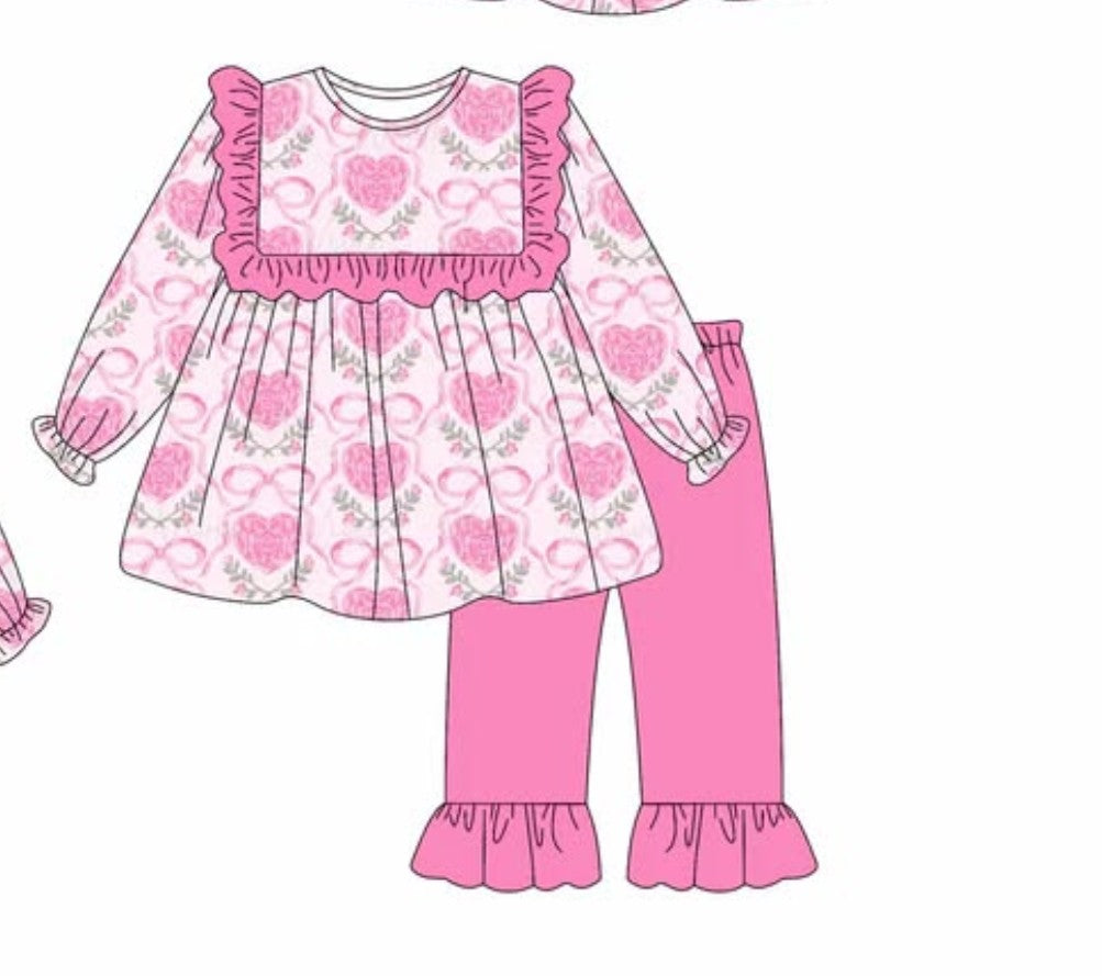 Boutique Sweetheart Love Bows Little Girls Outfits Baby Bubble Romper Sibling Matches Sister Baby Clothes Suit