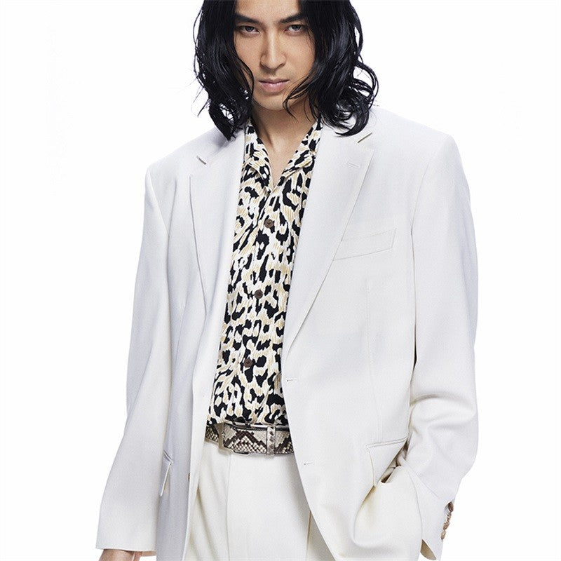 Pdmcms 23ss Gradient Leopard Print High Street Style Casual Handmade Silk Hawaiian Short Sleeved Shirt For Men